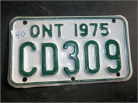 1975 Ontario Licence Plate (CD309) MOTOR CYCLE