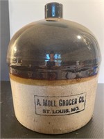 Antique stoneware jug A Moll Grocer