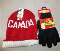New Mens Canada Toque & Thermal Gloves