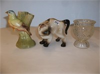 Bird Vase,Cat & Glass Candle Holder