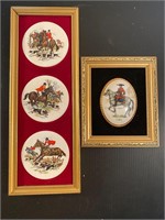 Staffordshire hunting scene & Countess plaques