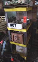 PLASTIC STORE DISPLAY STAND/WOOD CRATES