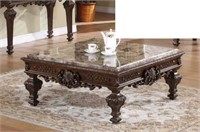 Cherry Wood Coffee Table With Marble Top