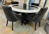 5pc Round Marble Dining Set
