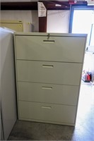 HON 4 drawer horizontal metal filing cabinet