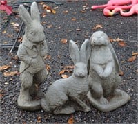(3) Concrete Rabbit Lawn Ornaments