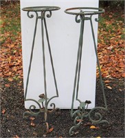 (2) 1920's Wrought Iron Planter Stands