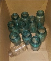 BLUE GLASS CANNING JARS