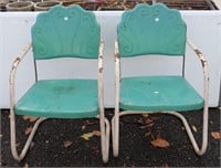 2 Vintage Shell Back Spring Chairs