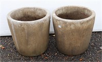 (2) Round Concrete Planters
