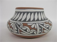5.75" Dia. Native American Pottery Jar Signed "V"