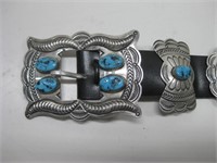 Navajo Carson Blackgoat Sterling & Turq. Belt