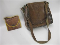 2 Vintage Tooled Leather Purses - Some Wear