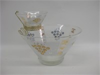 Mid-Century Chip & Dip Glass Bowl Set
