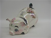 Large Opalescent Ceramic Piggy Bank - 12" Long
