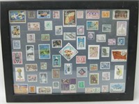 18" x 14" Framed World Postage Stamps Display