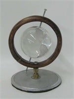Etched Crystal Globe On Industrial Mount 7.5" Tall