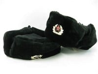 2 Vtg Russian / Soviet Ushanka Hats w/ Badges