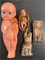 Celluloid babies & dog cat toys