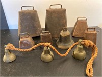 Vintage lot of cow bells & bells