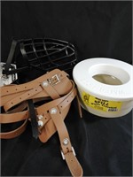 Dog muzzle/ harnesses/ water dish