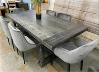 7 Pc Weathered Grey Distressed Dining Set
