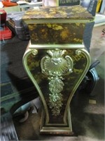 40" TALL PEDESTAL - BROWN AND GOLD