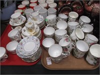 2 TRAYS CUPS & SAUCERS