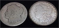 (2) MORGAN SILVER DOLLARS, 1882 & 1888-O