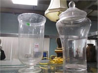 LARGE GLASS JAR & VASE 13.5" AND 21" TALL