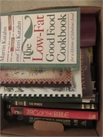 Assorted books including cookbooks