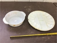 Fire King Dish And Milkglass Egg Plate
