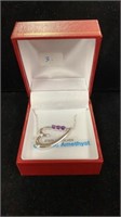 Sterling Silver genuine Amethyst heart necklace