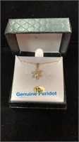 10kt yellow gold 3mm genuine peridot & CZ pendant