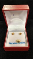 10kt yellow gold 4mm genuine citrine earrings