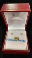 14kt white gold 3mm genuine peridot stud earrings