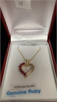 Sterling Silver yellow gold plated genuine ruby
