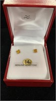 14kt yellow gold 3x3mm genuine yellow sapphire