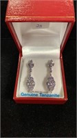 Sterling Silver genuine tanzanite dangle earrings