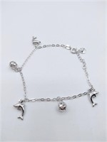 Sterling Silver dolphin charm bracelet