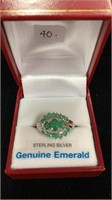Sterling Silver genuine emerald ring size 7