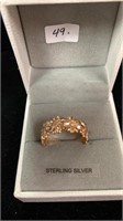 Sterling Silver raise gold plated ring size  7.5