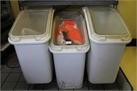 Plastic Food Storage Bins x 3