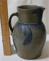 Stoneware Pitcher with Cobalt Blue Decoration