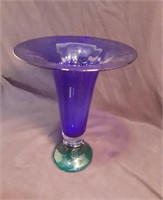 Blue and green glass vase261/2" high
