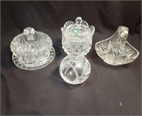 Crystal covered dish and others