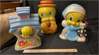 3 Tweedy Bird Cookie jars