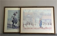 Two Large Framed Goose Prints