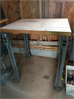 Metal frame wood top utility table