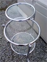 Glass table with wheels